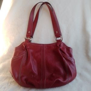 Tignanello red glove leather shoulder bag.